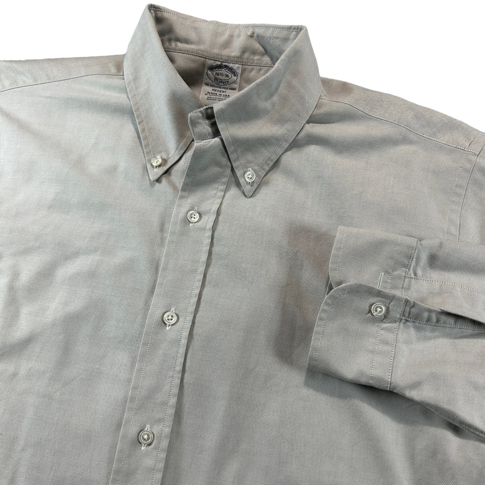 Brooks Brothers Makers Button Down Shirt 16.5 - 36 Light Gray OCBD Regent Oxford